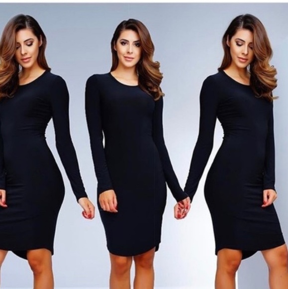 Fashion Nova Dresses & Skirts - NEW BLACK MIDI DRESS WANTMYLOOK SIZE LARGE